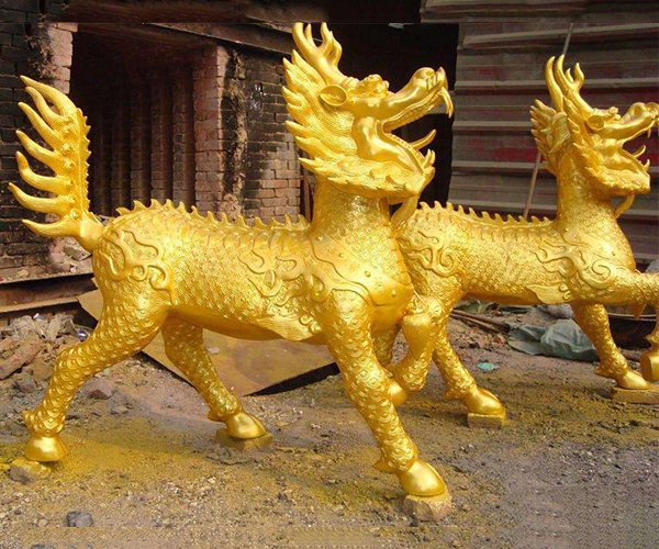 大型銅麒麟加工